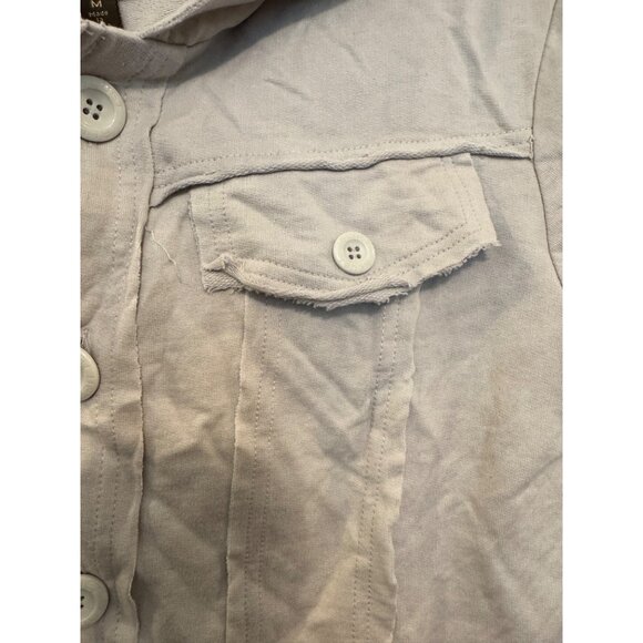 Bluet Sports Womens Short Sleeve Hoodie Button-Up Top Size M Beige - Picture 6 of 7